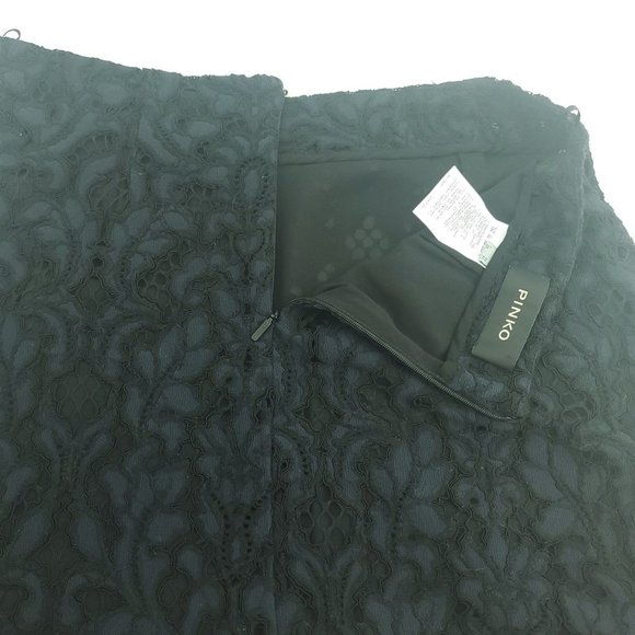 Pinko Womens Blue Black Floral Comfort Back Zip Ruffle A Line Skirt Size 8 - Picture 5 of 13
